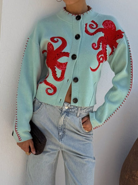 Colorful Octopus Print Sweater
