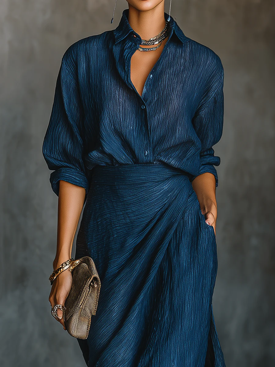 Classic Navy Blue Dress Suit Set