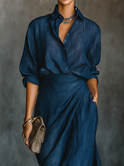 Classic Navy Blue Dress Suit Set
