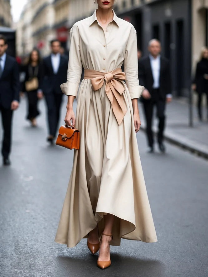 Stylish Floor Length Maxi Dress with Tie Waist