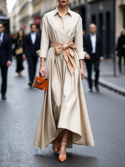 Stylish Floor Length Maxi Dress with Tie Waist