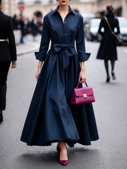 Stylish Floor Length Maxi Dress with Tie Waist