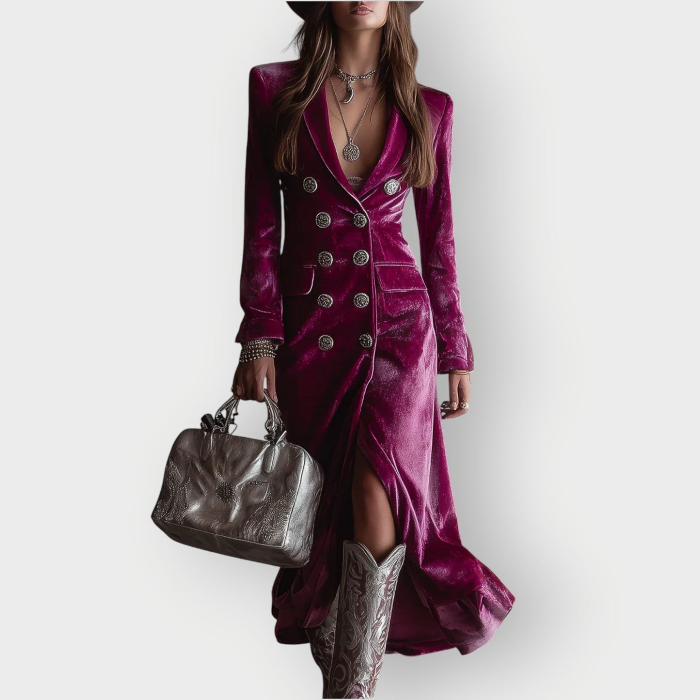 Elegant Soft Velvet Long Dress - Olytrend