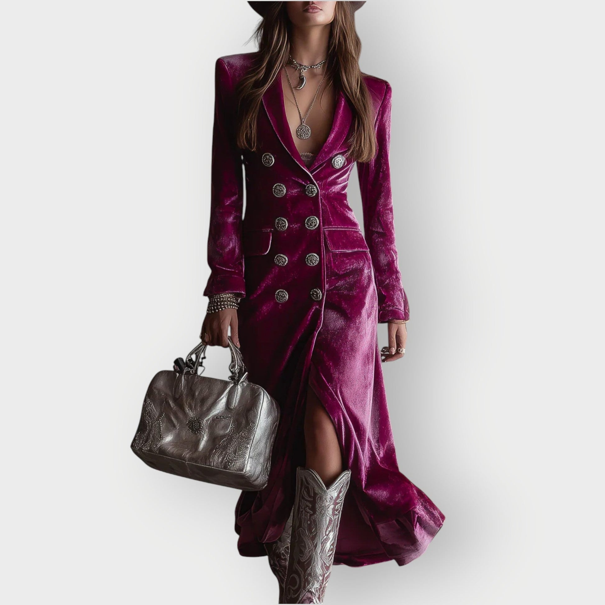 Elegant Soft Velvet Long Dress - Olytrend