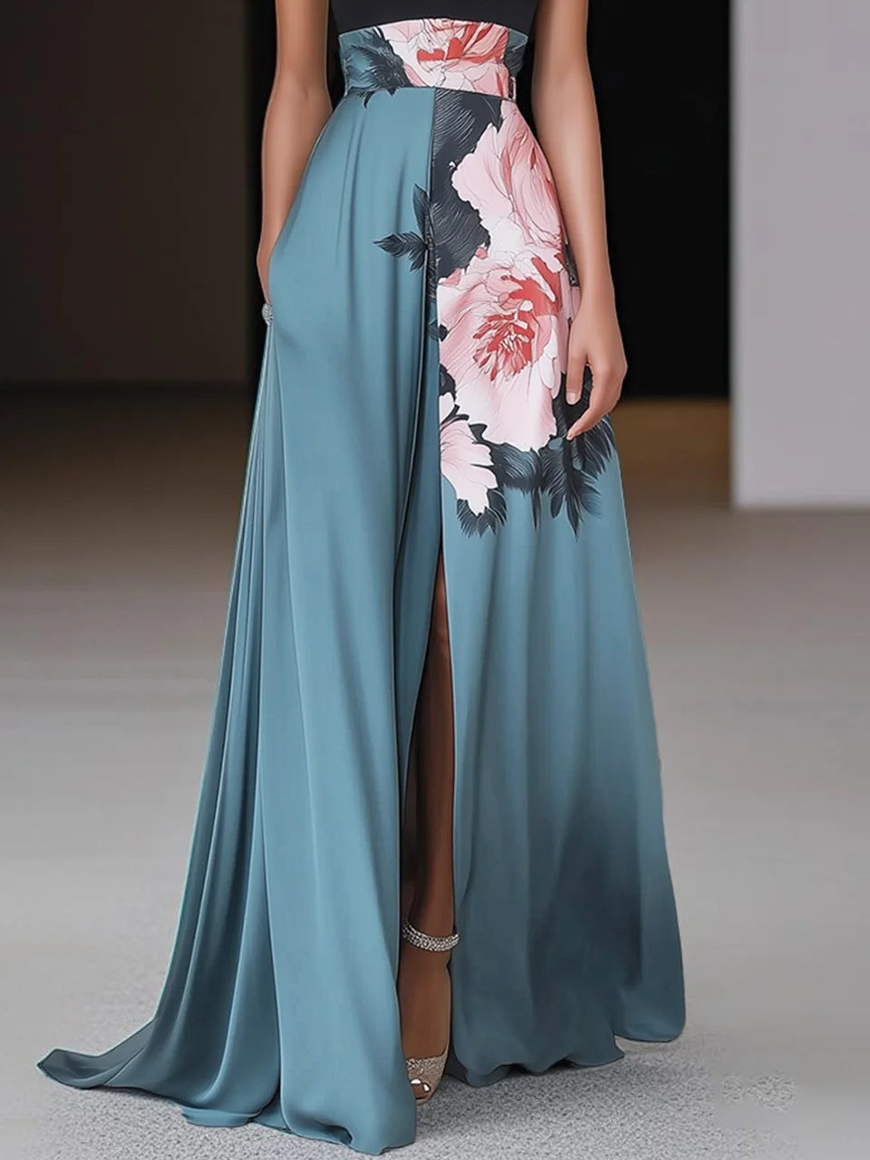 Elegant Floral Sleeveless Maxi Dress for Women