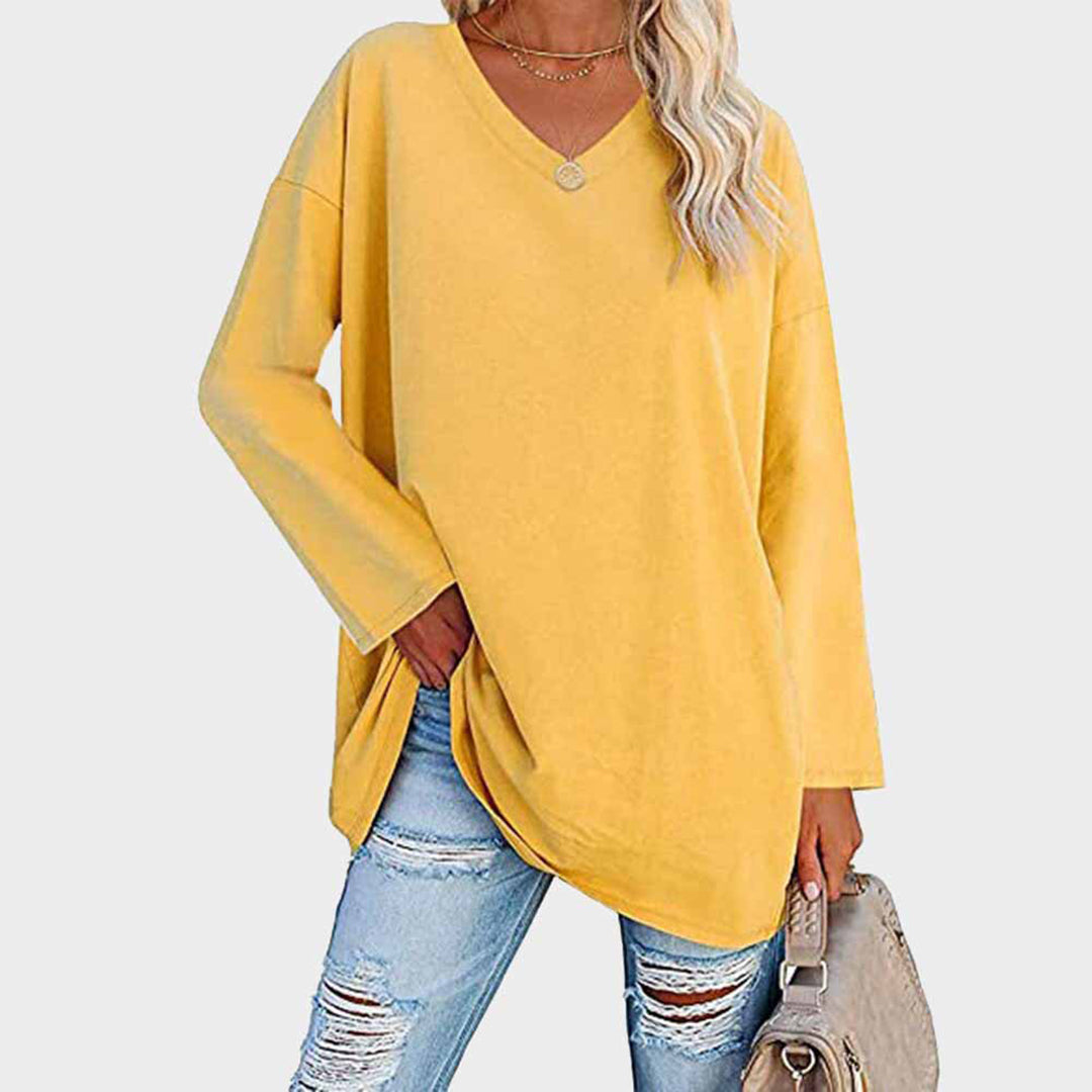 Relaxed Fit V-Neck Tunic Top