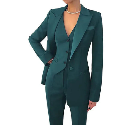 Ladies' 3-Piece Jumpsuit with Vest - Fitted Wool Blend Suit