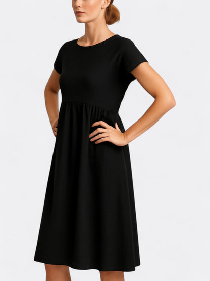 Comfortable A-Line Short Sleeve Midi Dress for Women