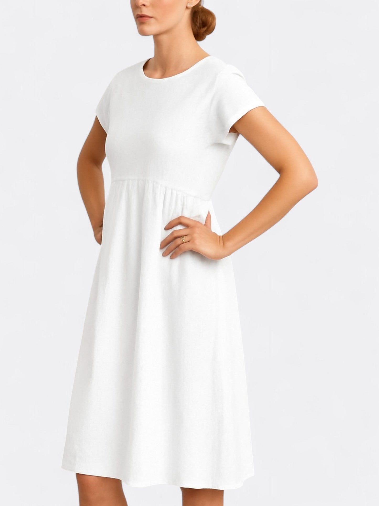 Comfortable A-Line Short Sleeve Midi Dress for Women