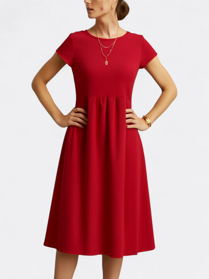 Comfortable A-Line Short Sleeve Midi Dress for Women