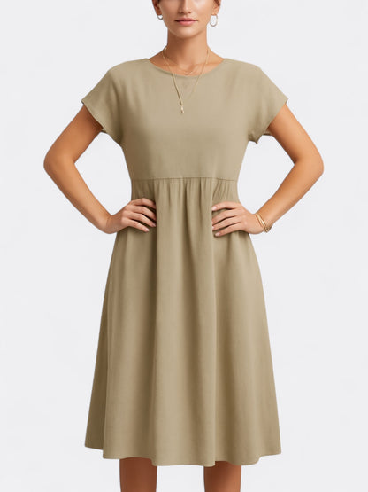 Comfortable A-Line Short Sleeve Midi Dress for Women