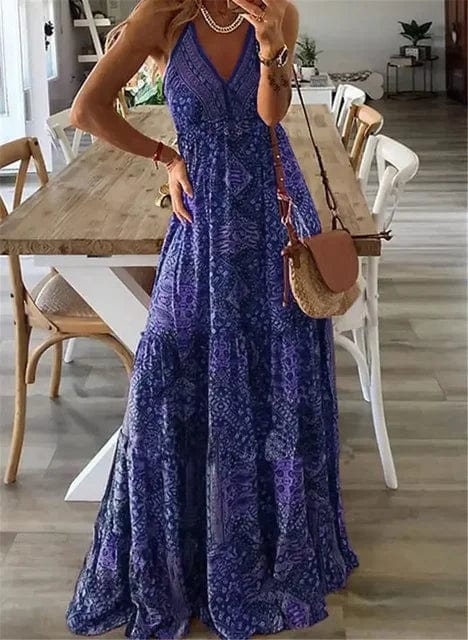 Flowy V-Neck Summer Maxi Dress