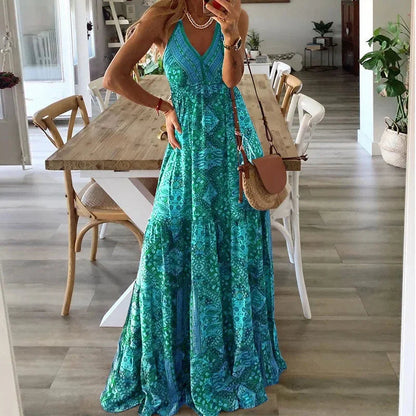 Flowy V-Neck Summer Maxi Dress