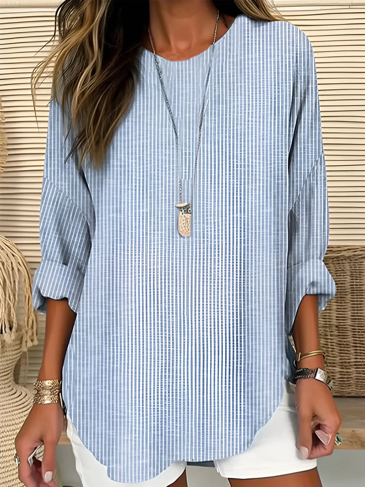 Fashionable Horizontal Stripe Top - Olytrend