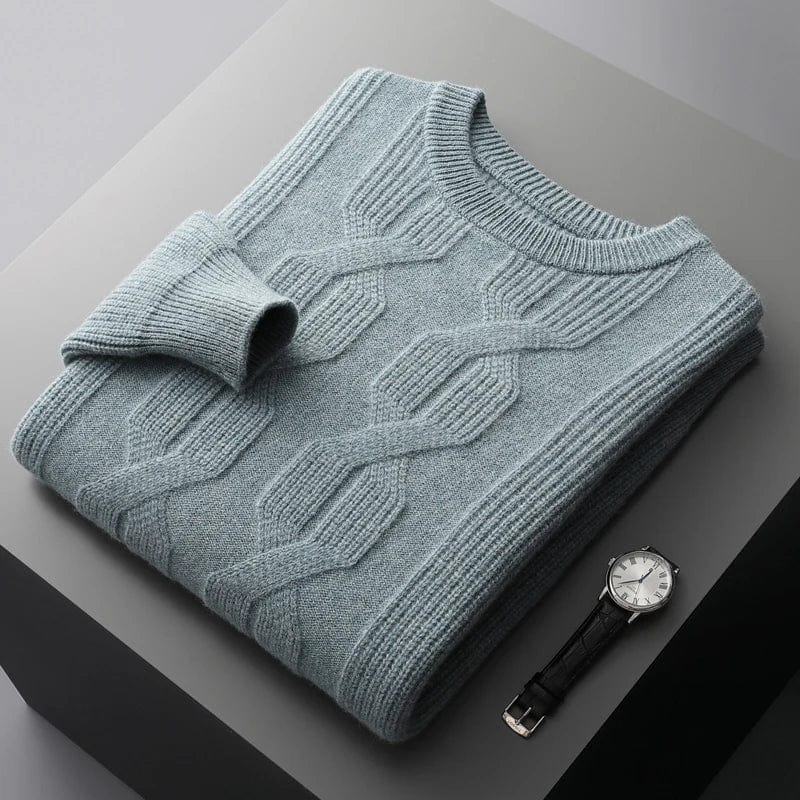 Warm Crew Neck Wool Sweater for Men