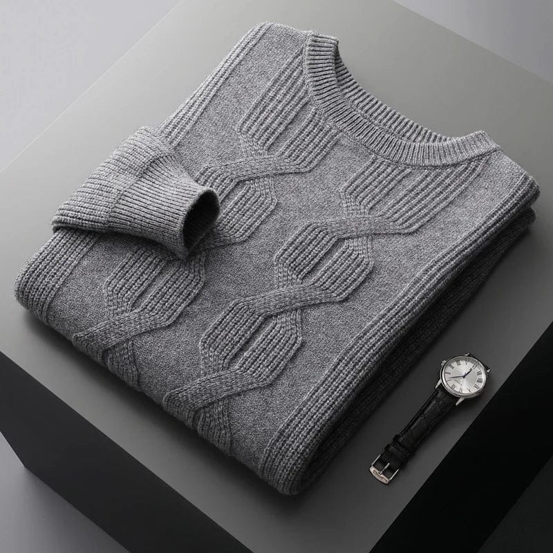 Warm Crew Neck Wool Sweater for Men