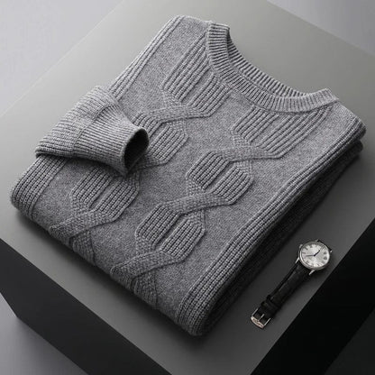 Warm Crew Neck Wool Sweater for Men