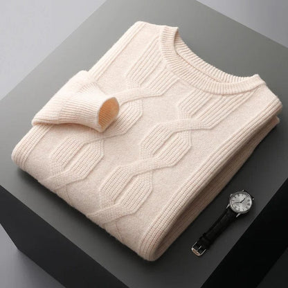 Warm Crew Neck Wool Sweater for Men