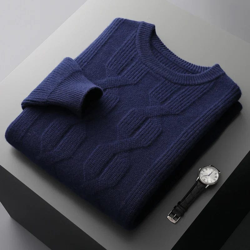 Warm Crew Neck Wool Sweater for Men