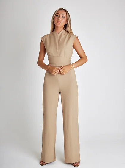Summer Strapless Jumpsuit with Wide Leg Design