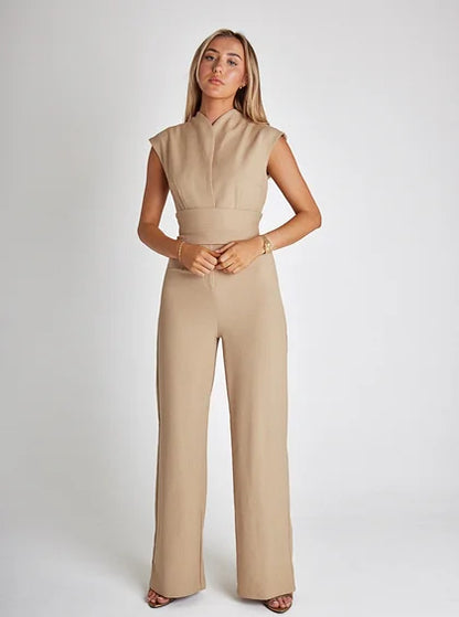 Summer Strapless Jumpsuit with Wide Leg Design