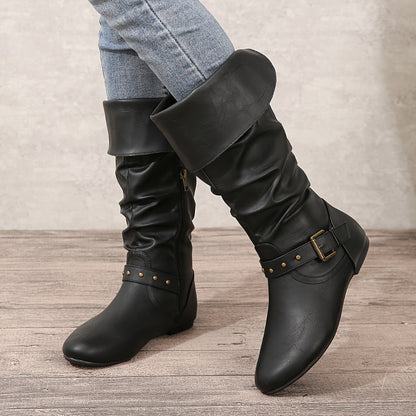 Ladies Tall Side Zip Leather Boots