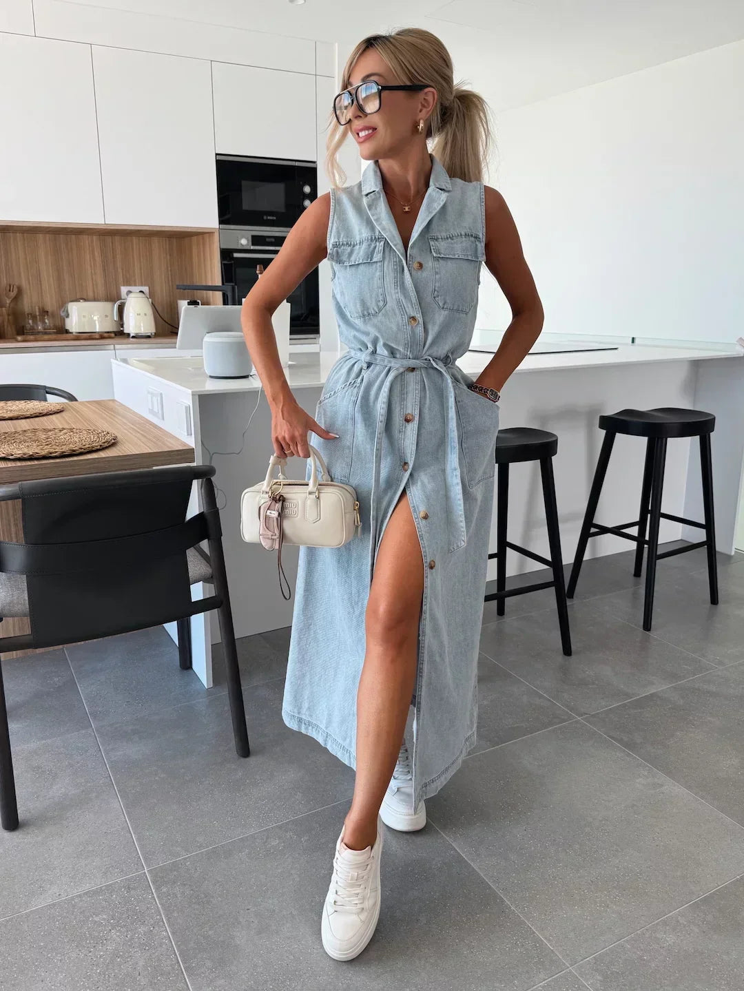 Casual Blue Jean Dress - Nocini