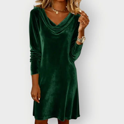 Luxurious Velvet Off Shoulder Women's Dress