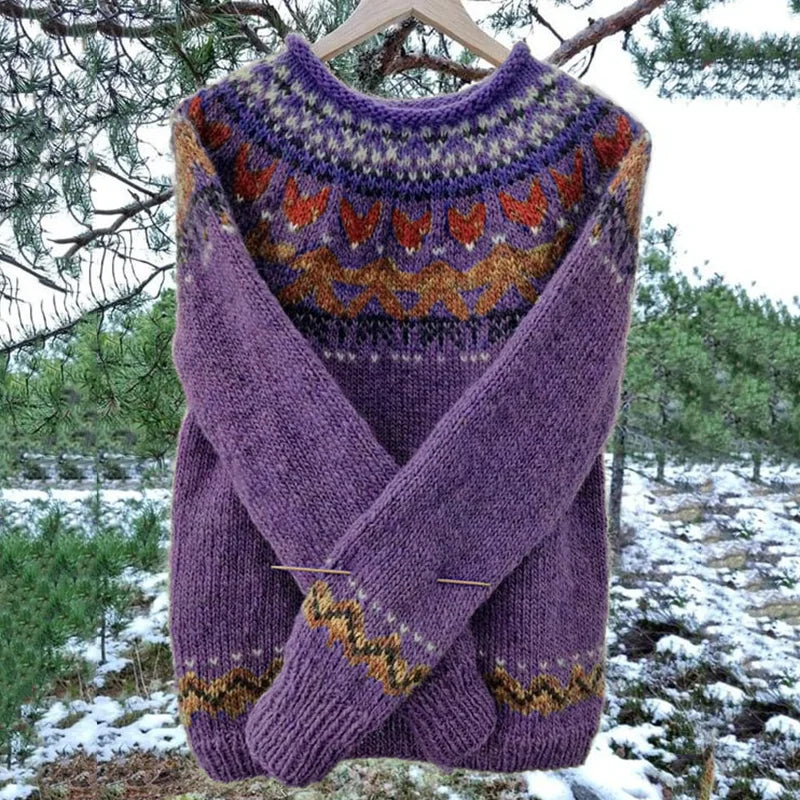 Classic Ladies Geometric Pattern Sweater