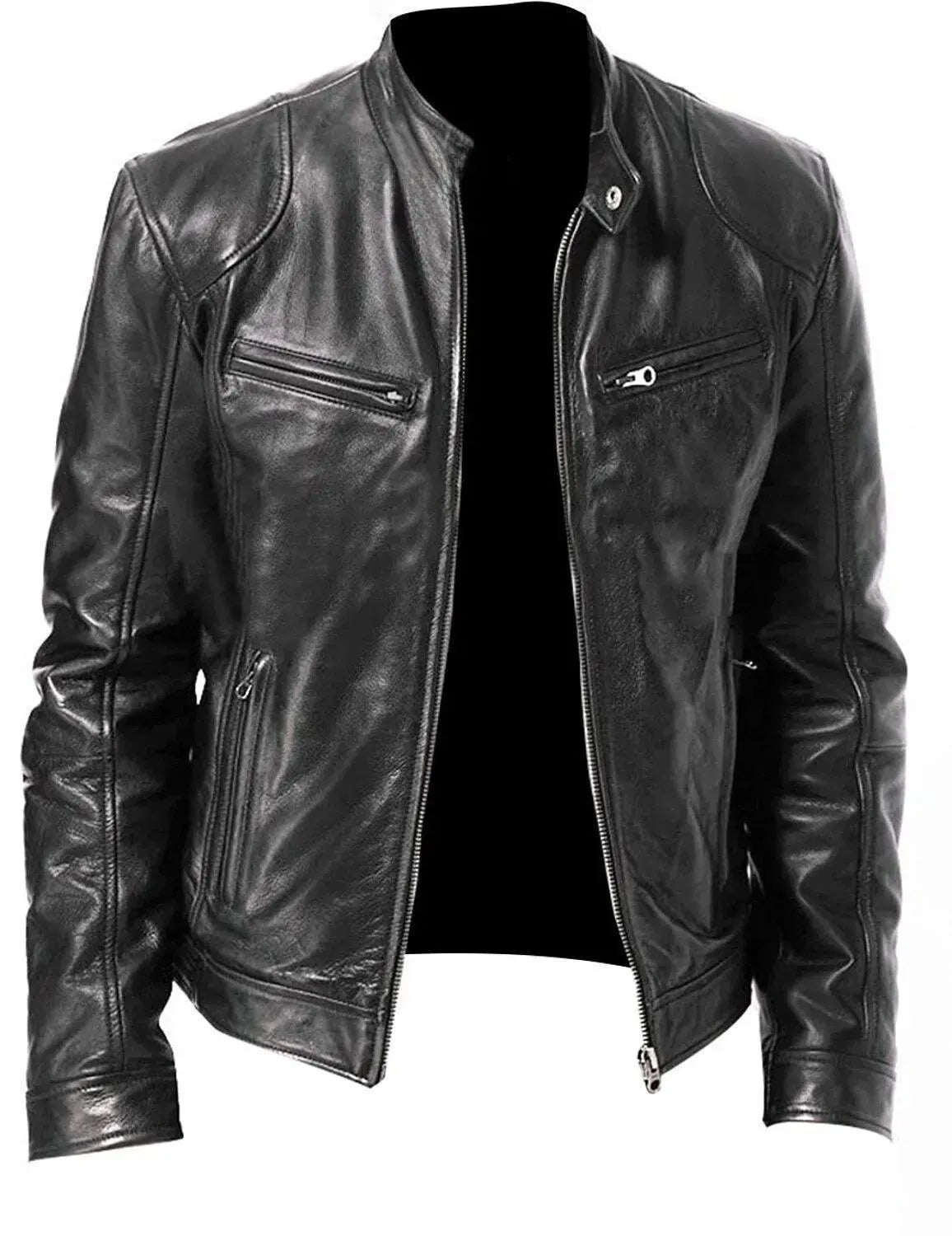 Tough Genuine Leather Biker Jacket for Men - Olytrend