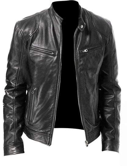 Tough Genuine Leather Biker Jacket for Men - Olytrend