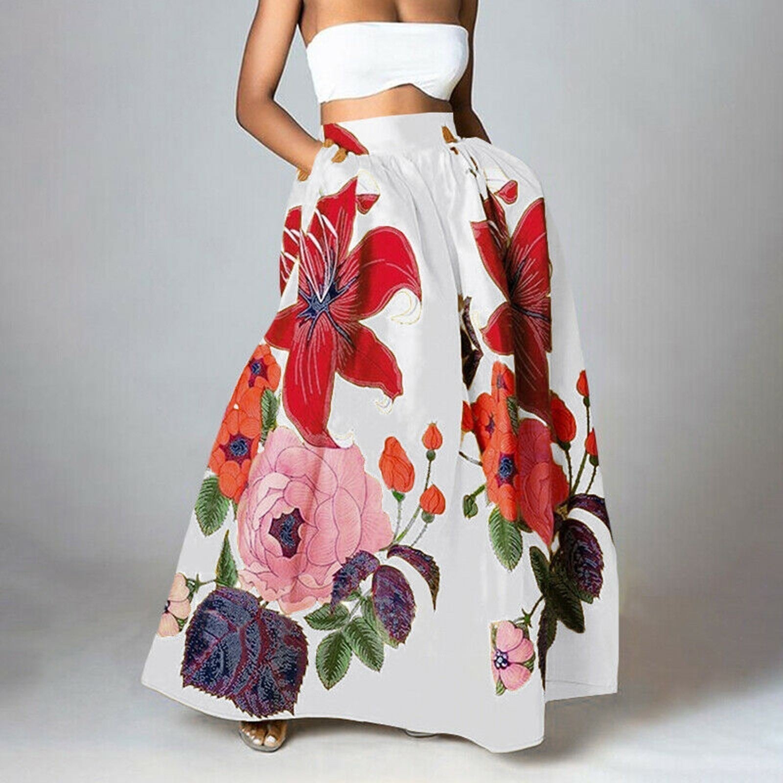 Flowy Women's Floral Maxi Skirt - Nocini