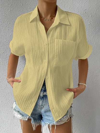 Women's Classic Casual Short Sleeve Shirt with Pocket