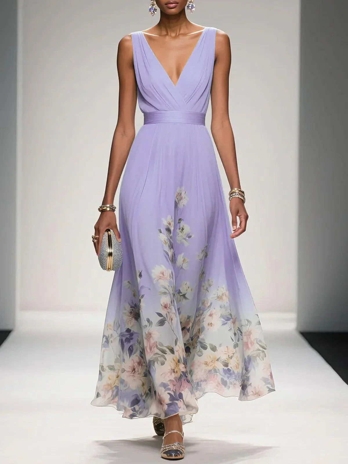 Summer Floral Off Shoulder Maxi Dress for Women