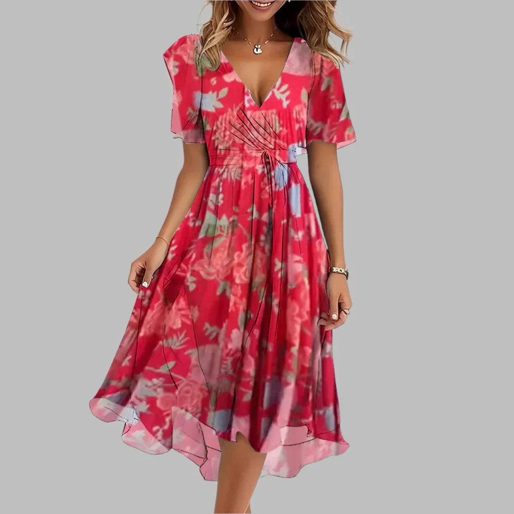 Ladies Elegant Flower Print Bodycon Dress