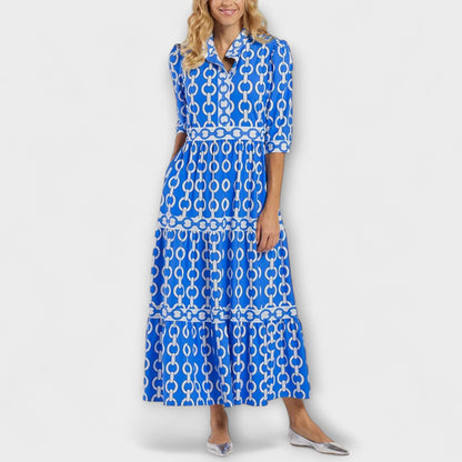 Chic Midi Dress with Metal Link Print