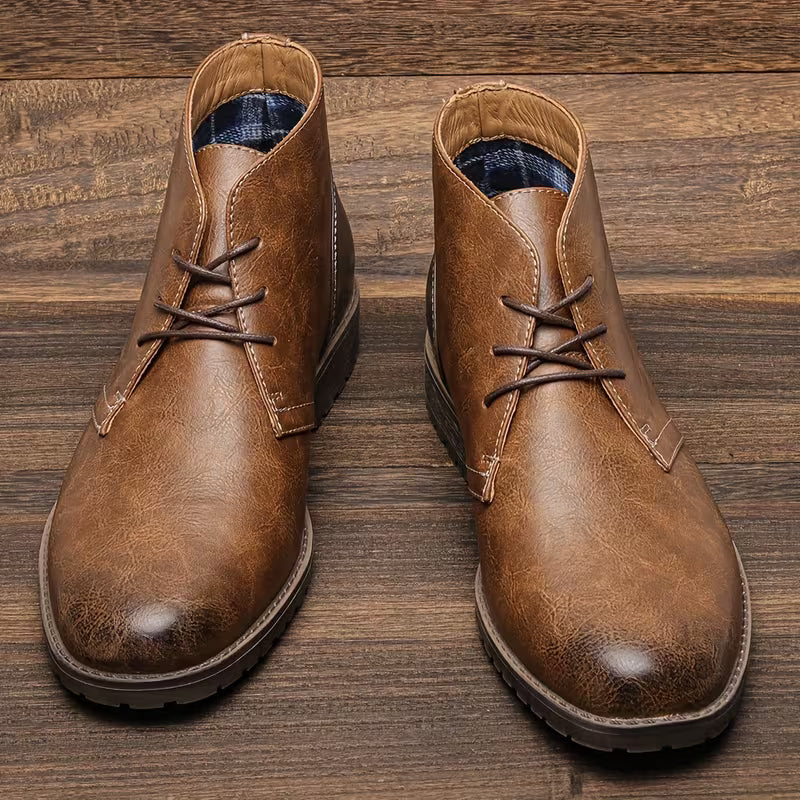 Classic Men's Distressed Leather Smart Boots