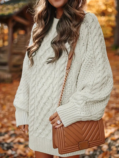 Comfy Crew Neck Knit Midi Dress