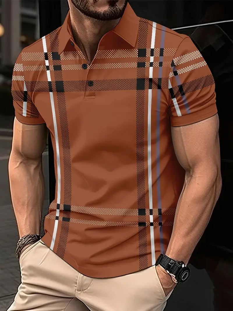 Slim Fit Mens Short Sleeve Checked Polo Shirt