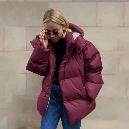 Warm Women's Quilted Puffer Coat with Hood