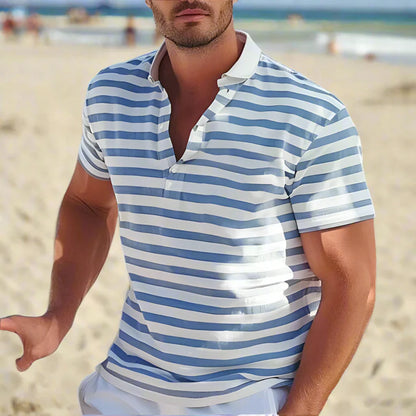 Classic Casual Striped Polo Shirt for Men - Olytrend
