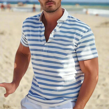 Classic Casual Men's Striped Polo Shirt - Olytrend