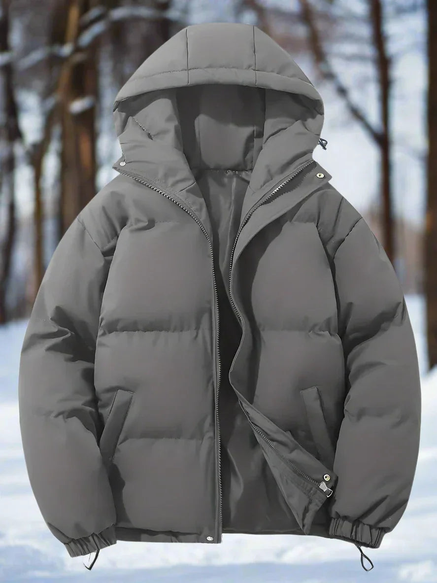 Men's Insulated Puffer Jacket with Hood and Zip