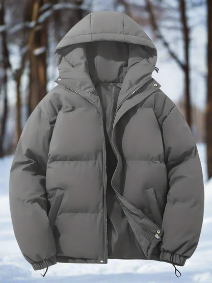 Men's Insulated Puffer Jacket with Hood and Zip