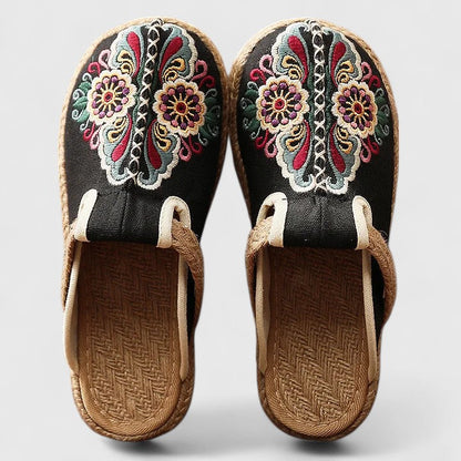 Soft Floral Slip On Mule Shoes