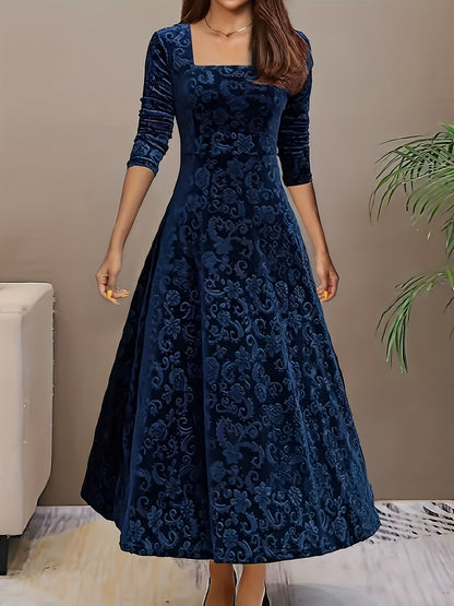 Casual Floral A-Line Midi Dress
