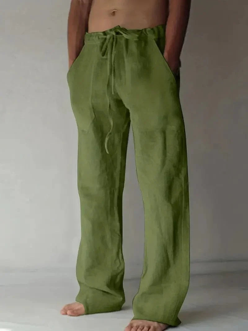 Comfortable Linen Blend Casual Drawstring Trousers