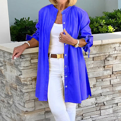 Comfortable Women's Long Sleeve Cotton Tunic Top