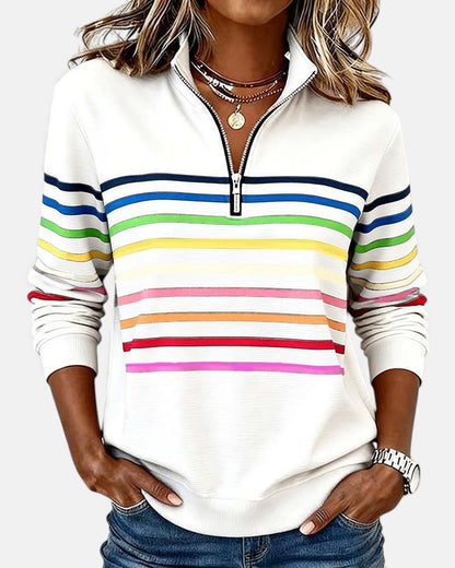 Colorful Striped Zip Up Hoodie