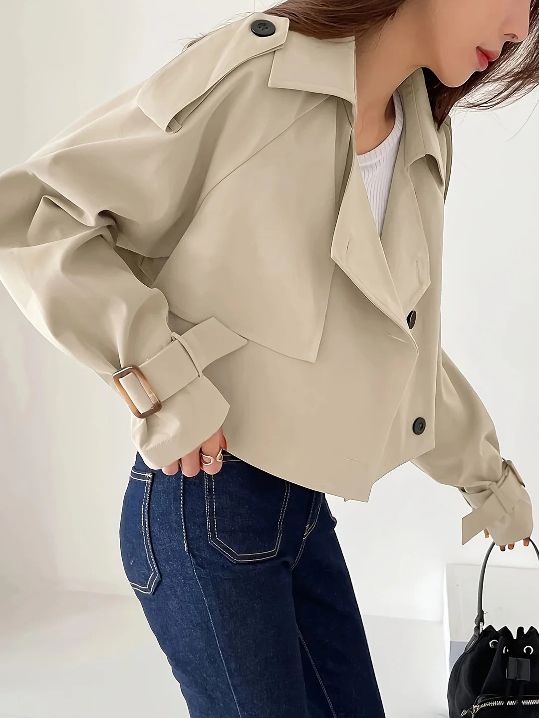 Classic Easy Short Trench Coat Perfect for Daily Wear